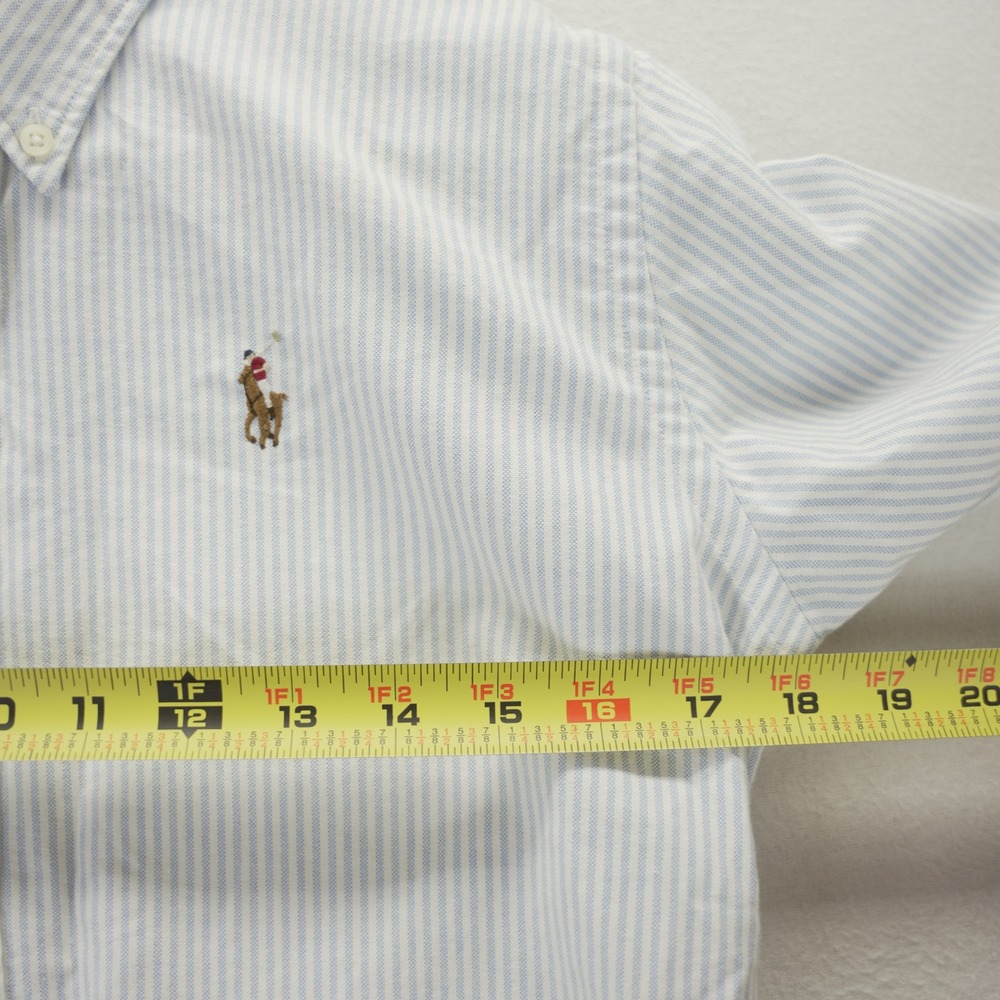 Ralph Lauren Slim Fit Button Down Shirt Blue White Stripe Cotton Size 6 NEW - Picture 5 of 10